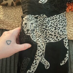 Black and White Leopard Print Scarf